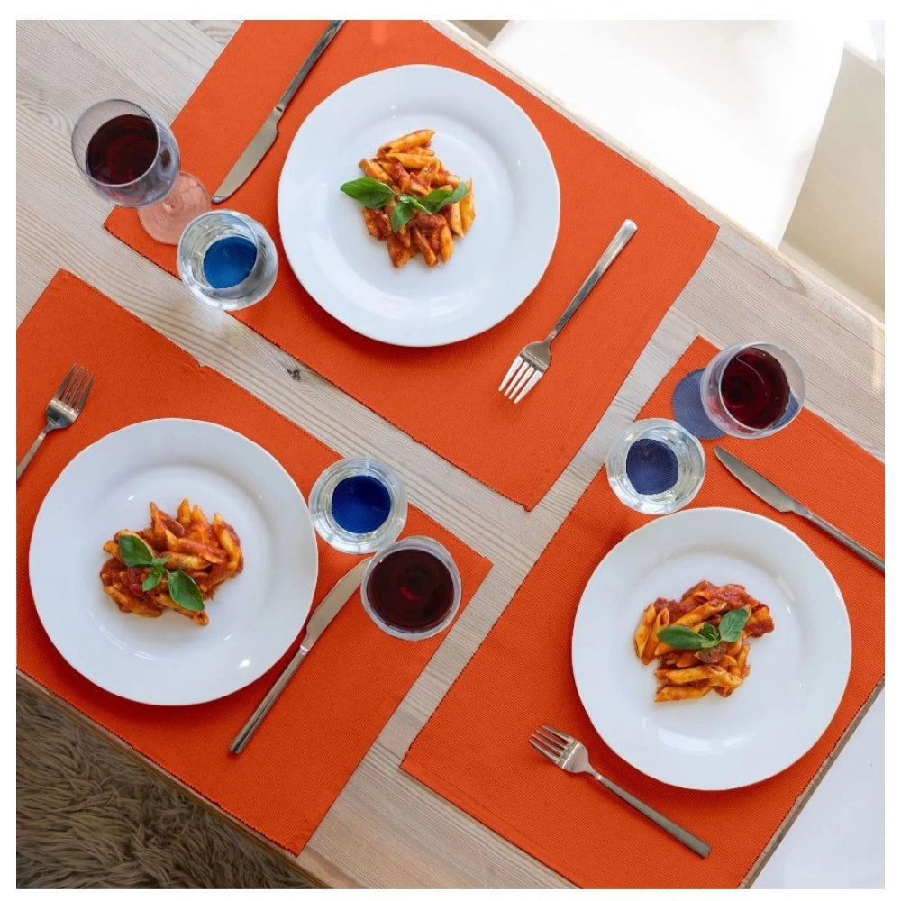 Ribbed Cotton Place Mats Sets (Orange)