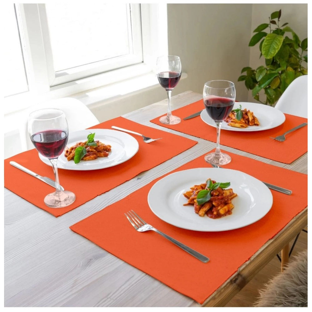 Ribbed Cotton Place Mats Sets (Orange)