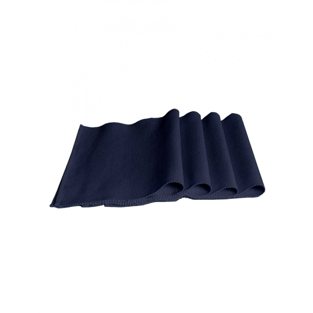 Ribbed Cotton Table Runner and Placemats Sets (Navy Blue)