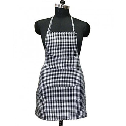 Generic Checked Cotton Aprons (Black)