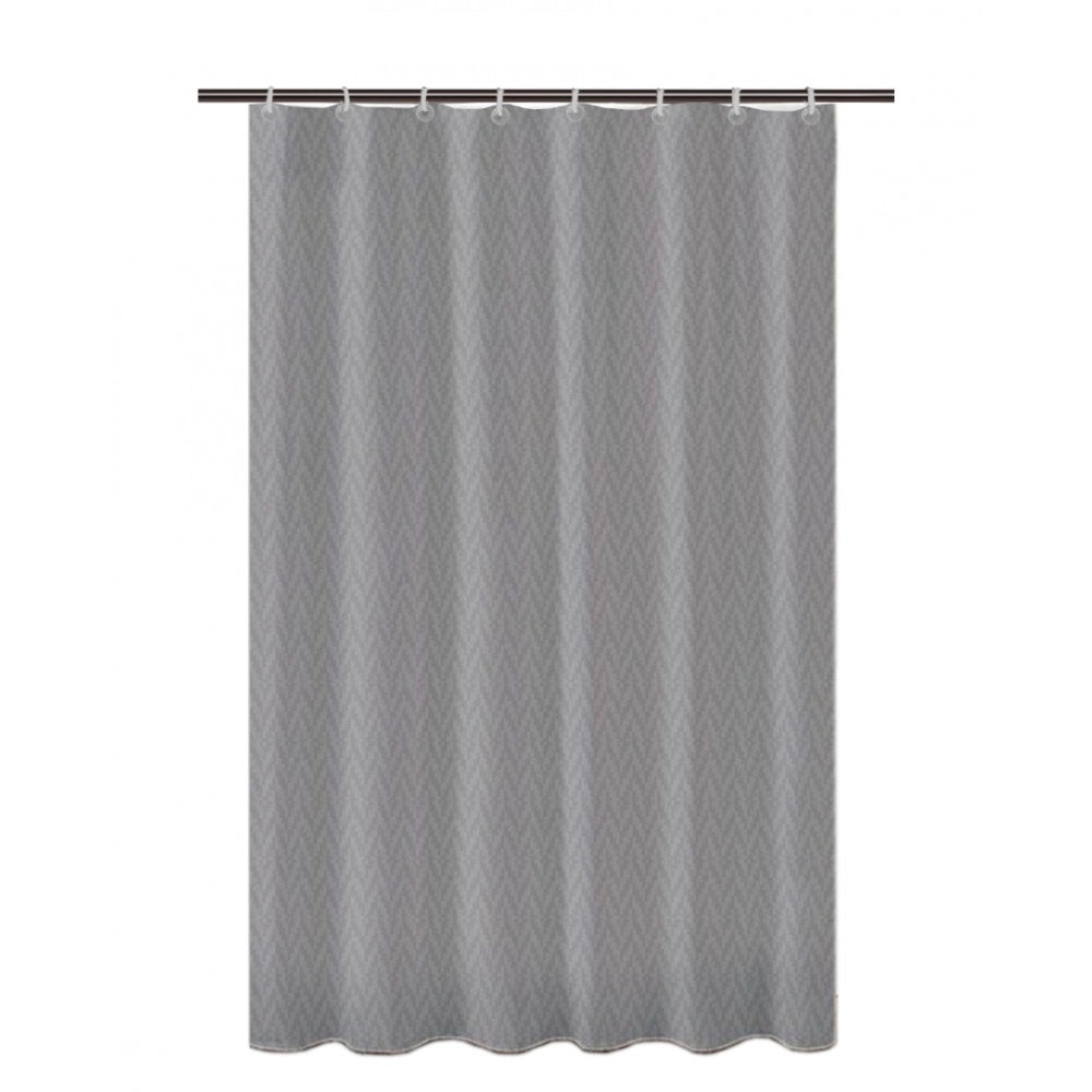 Waves Polyester Plain Shower Curtains with Plastic Eyelets (Dark Grey)