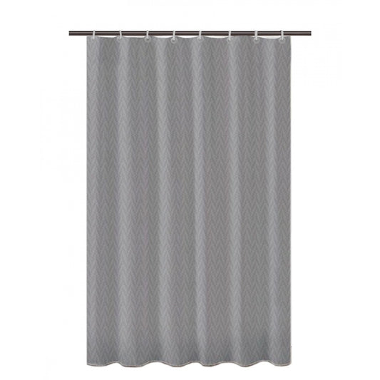 Waves Polyester Plain Shower Curtains with Plastic Eyelets (Dark Grey)