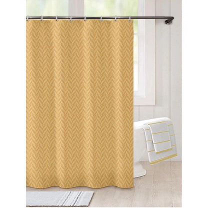 Waves Polyester Plain Shower Curtains with Plastic Eyelets (Beige)