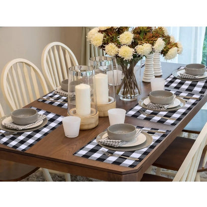 Checked Cotton Place Mats Sets (Black &amp; White)