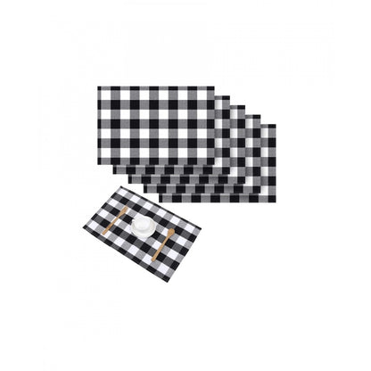 Checked Cotton Place Mats Sets (Black &amp; White)