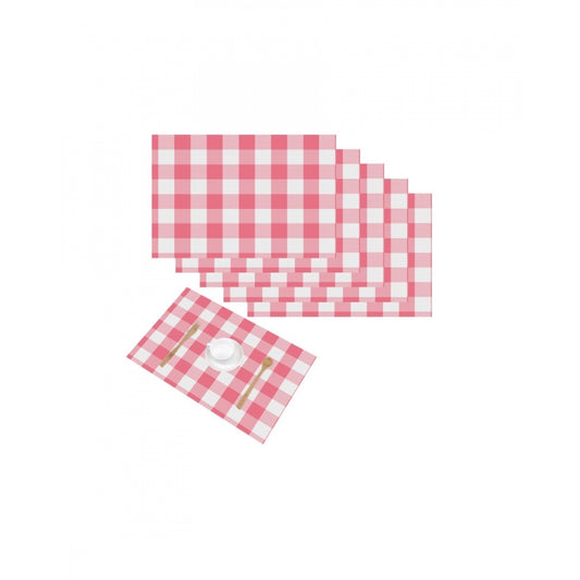 Checked Cotton Place Mats Sets (Pink &amp; White)