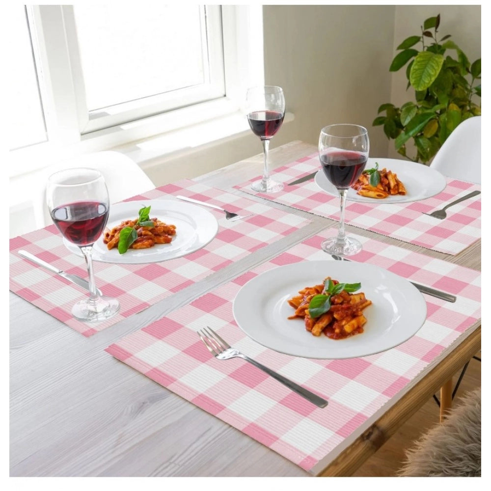 Checked Cotton Place Mats Sets (Pink)