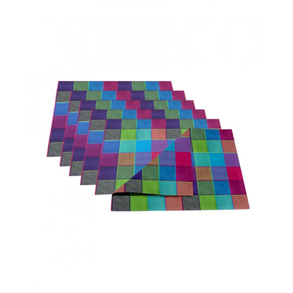 Checked Cotton Place Mats Sets (Multicolor)