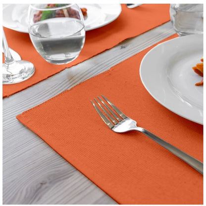 Ribbed Cotton Place Mats Sets (Orange)