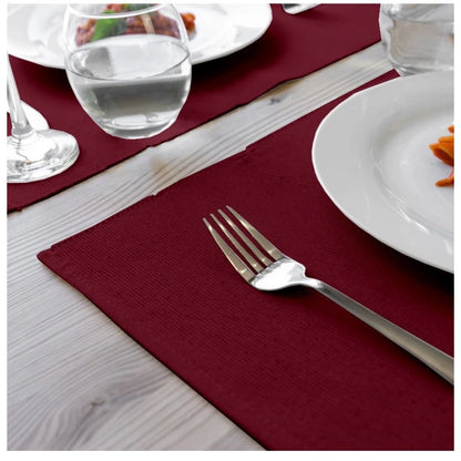 Ribbed Cotton Place Mats Sets (Maroon)