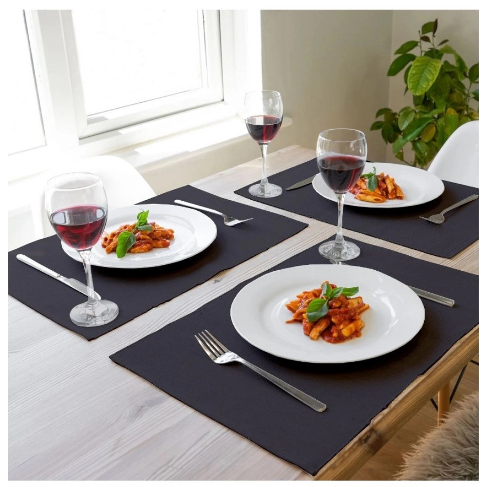 Ribbed Cotton Place Mats Sets (Grey)