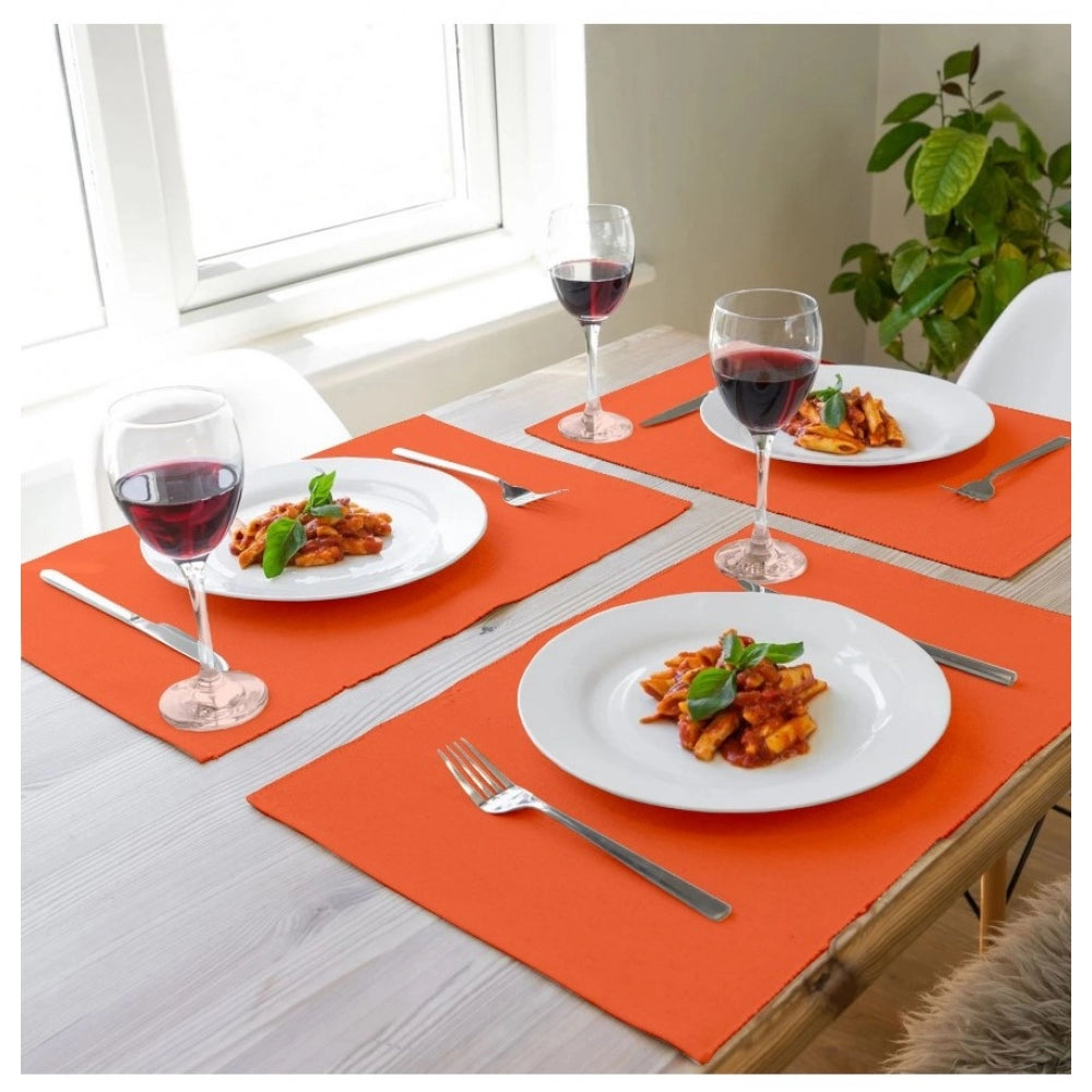 Ribbed Cotton Place Mats Sets (Orange)