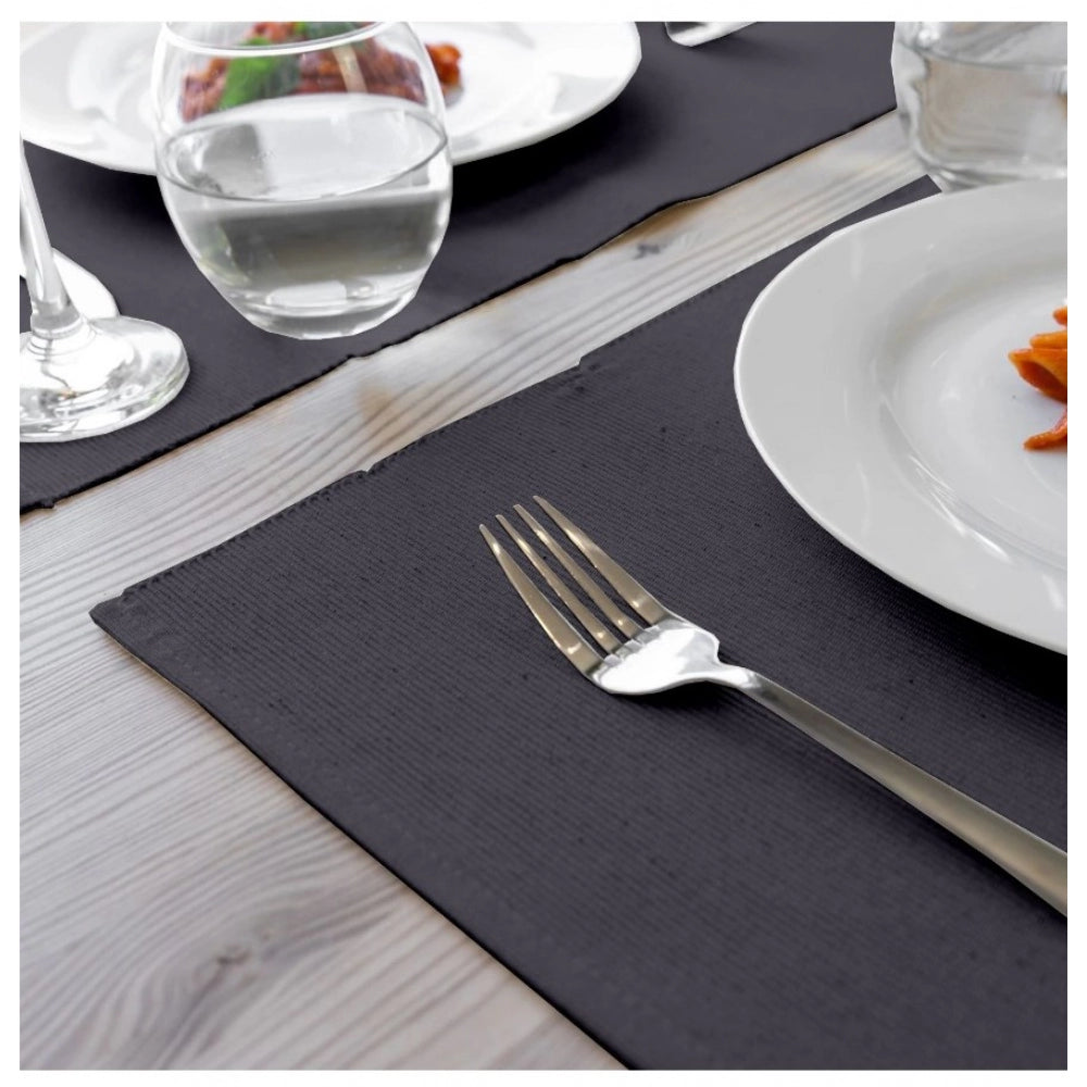 Ribbed Cotton Place Mats Sets (Grey)