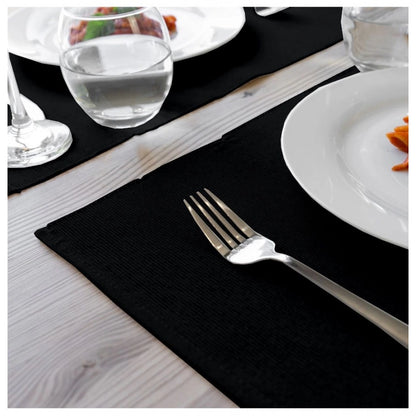 Ribbed Cotton Place Mats Sets (Black)