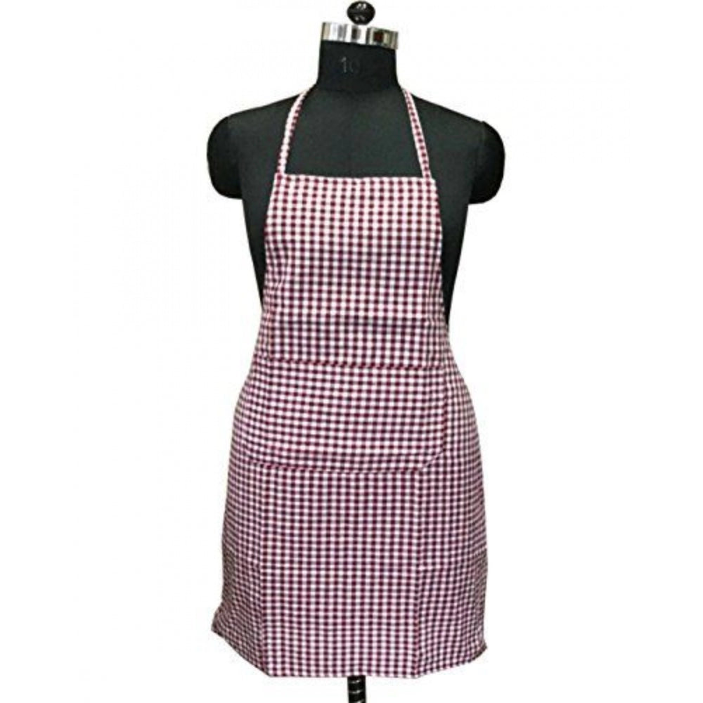 Generic Checked Cotton Aprons (Maroon)