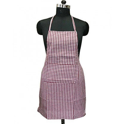 Generic Checked Cotton Aprons (Maroon)