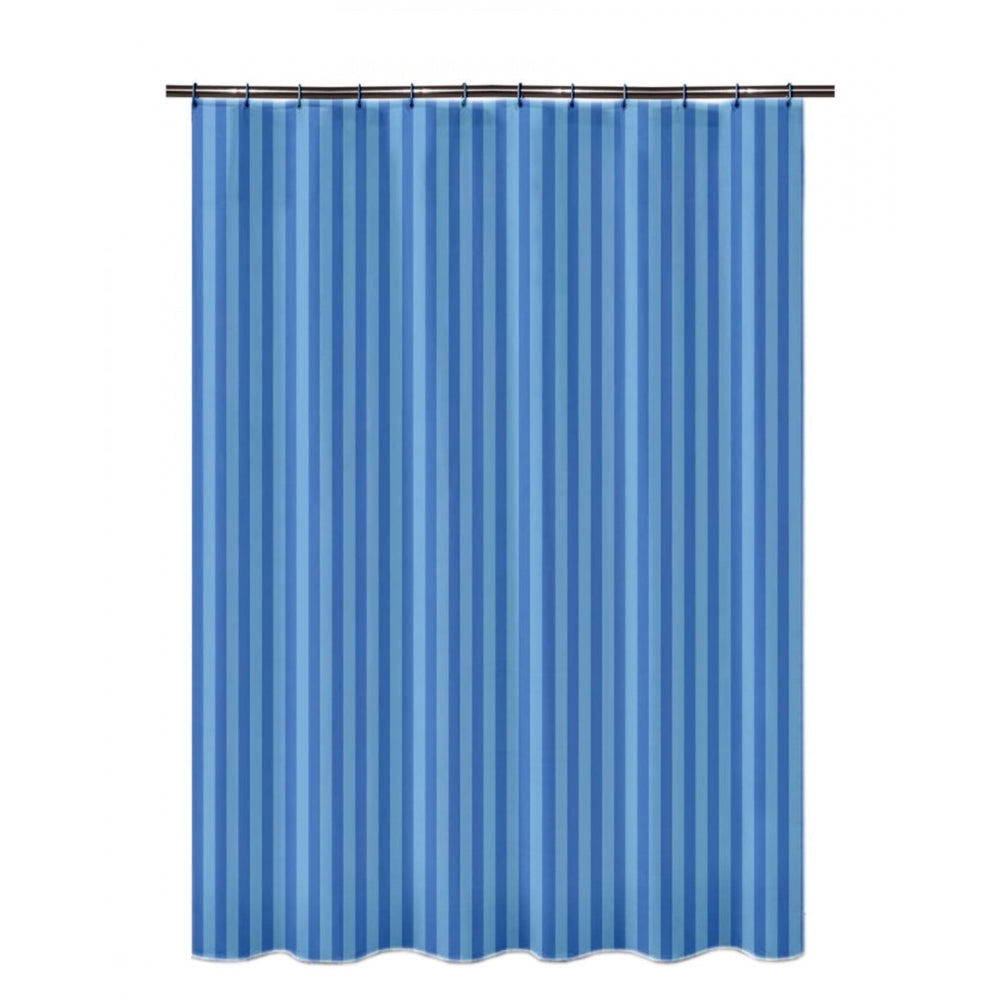 Striped Polyester Plain Shower Curtains with Plastic Eyelets (Blue)