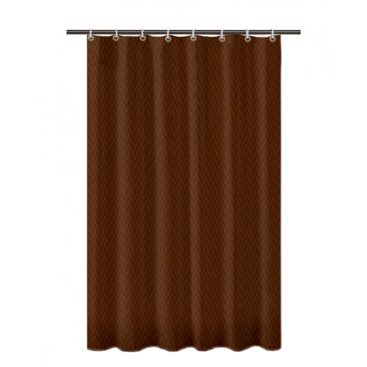 Waves Polyester Plain Shower Curtains with Plastic Eyelets (Dark Brown)