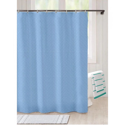 Waves Polyester Plain Shower Curtains with Plastic Eyelets (Light Blue)