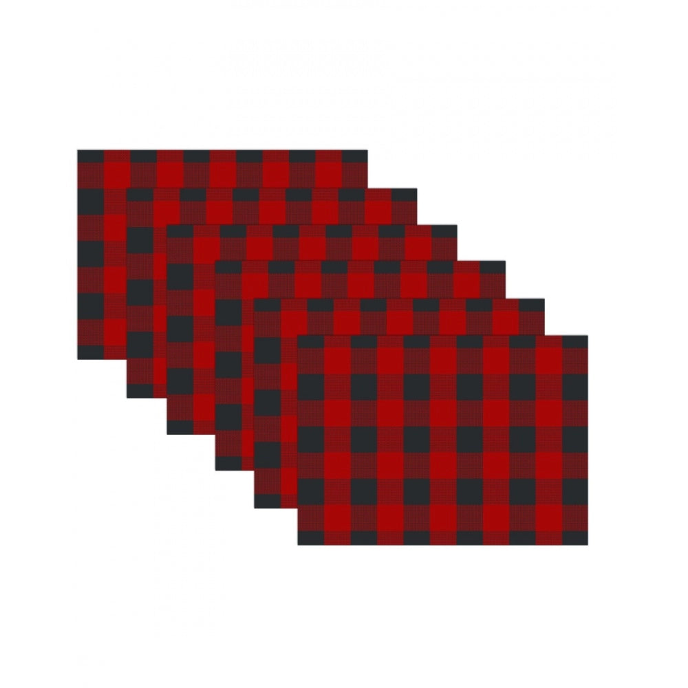 Checked Cotton Place Mats Sets (Red &amp; Black)