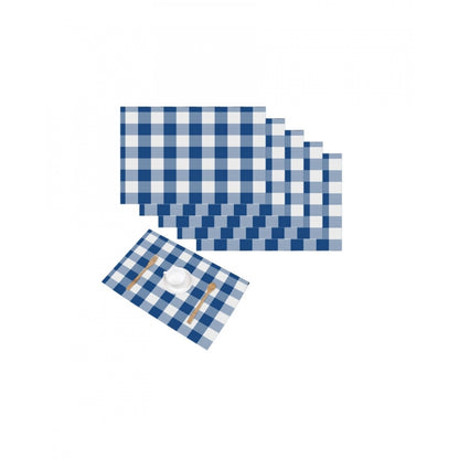 Checked Cotton Place Mats Sets (Royal Blue)