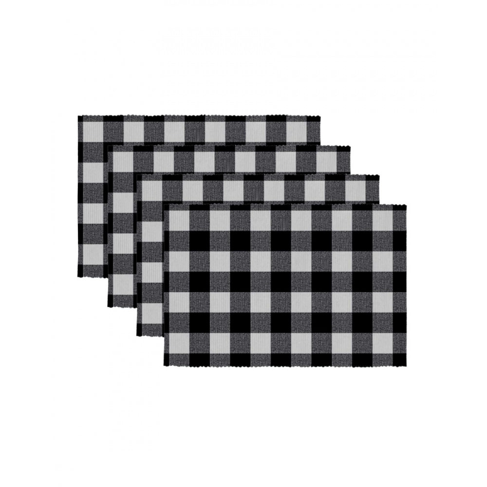 Checked Cotton Place Mats Sets (Black)