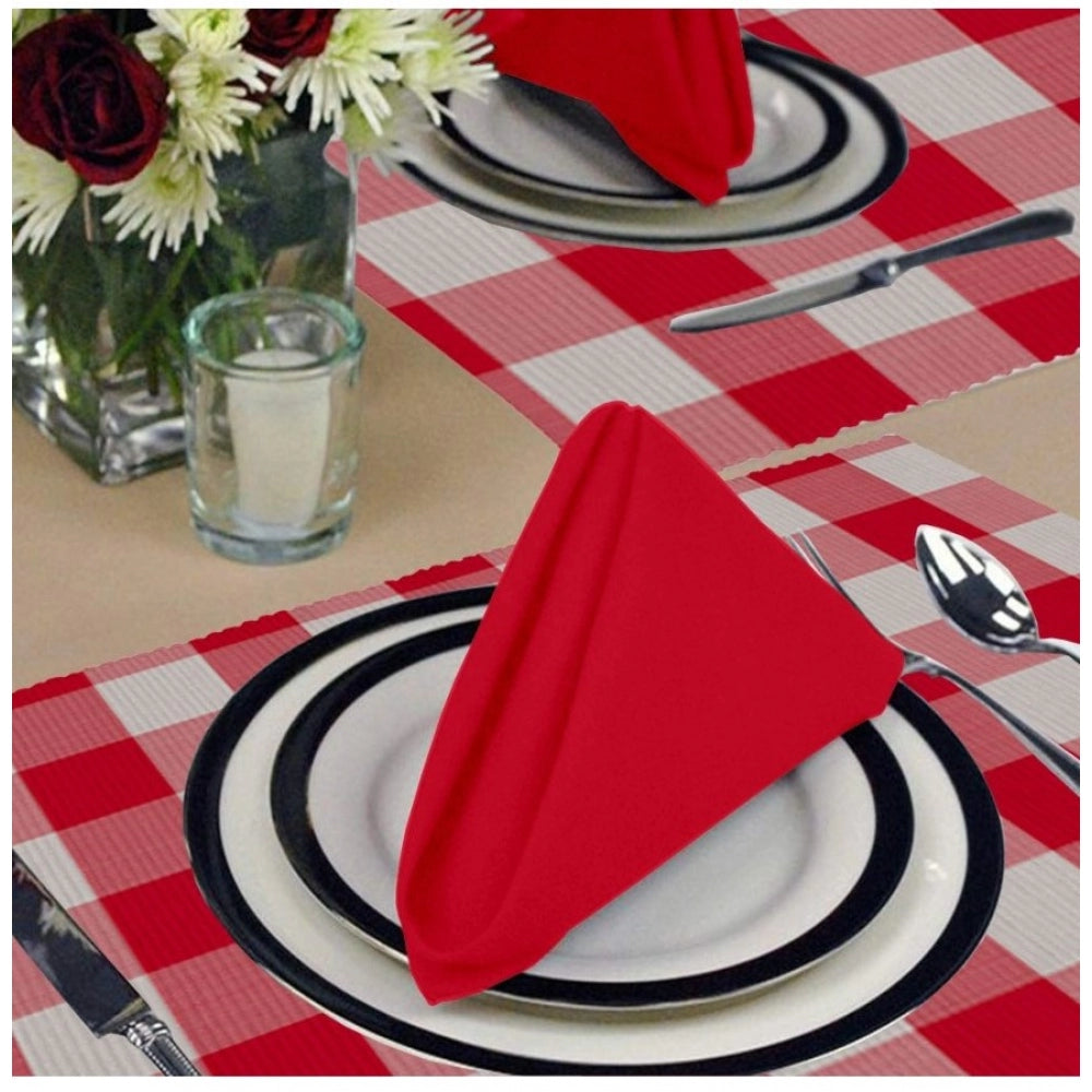 Checked Cotton Place Mats Sets (Red)