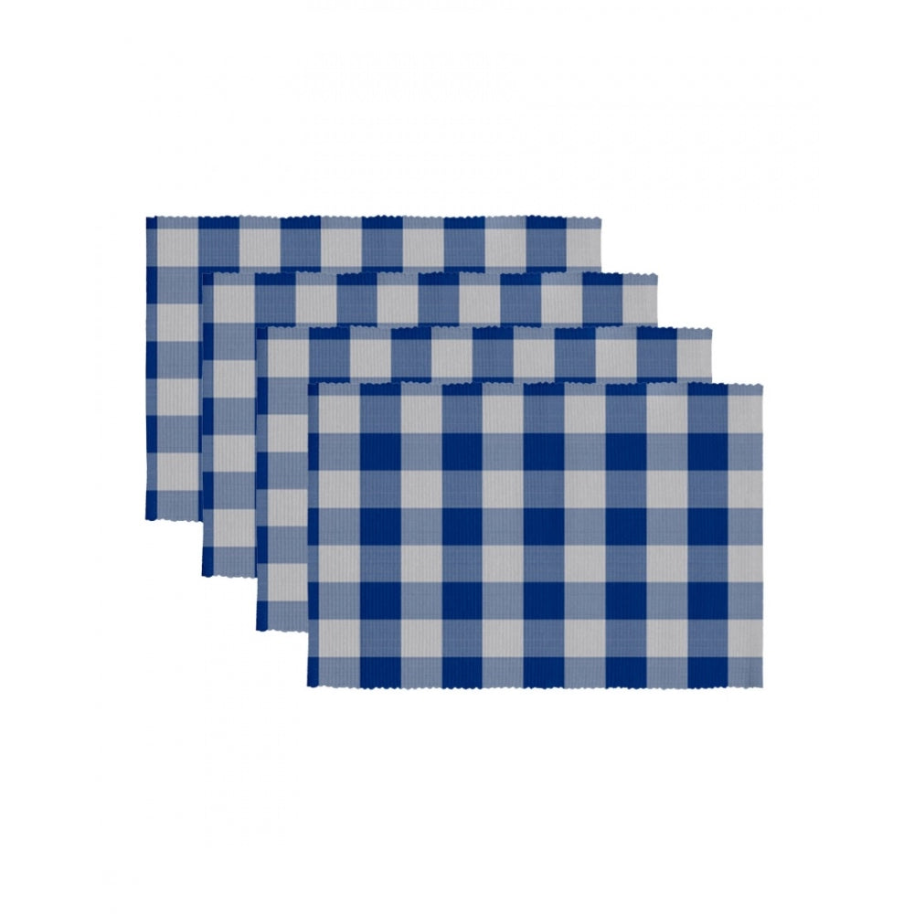 Checked Cotton Place Mats Sets (Royal Blue)