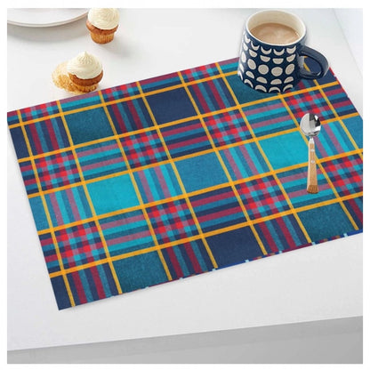 Checked Cotton Place Mats Sets (Multicolor)