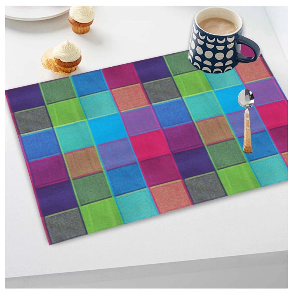 Checked Cotton Place Mats Sets (Multicolor)