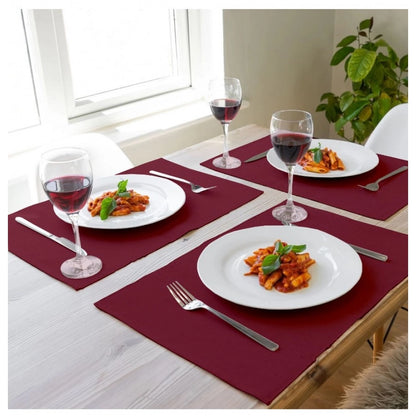 Ribbed Cotton Place Mats Sets (Maroon)