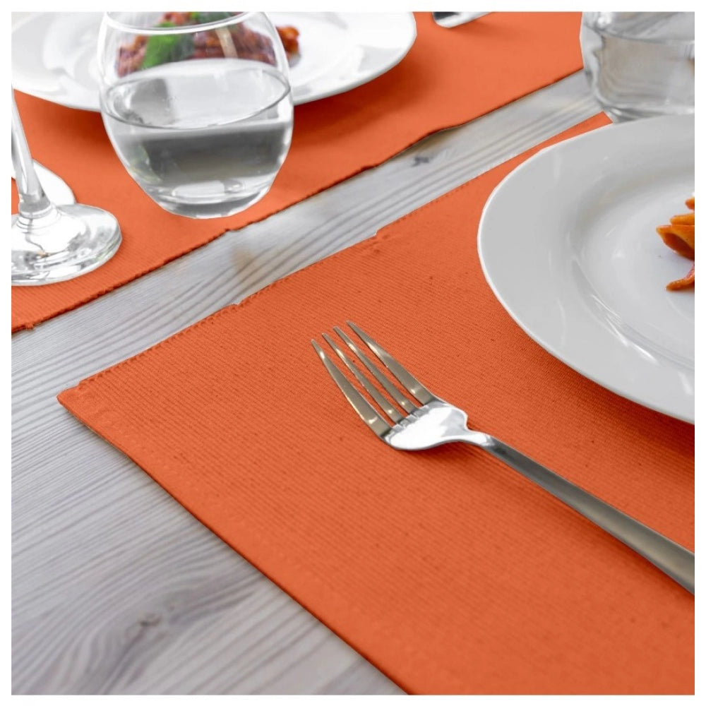 Ribbed Cotton Place Mats Sets (Orange)