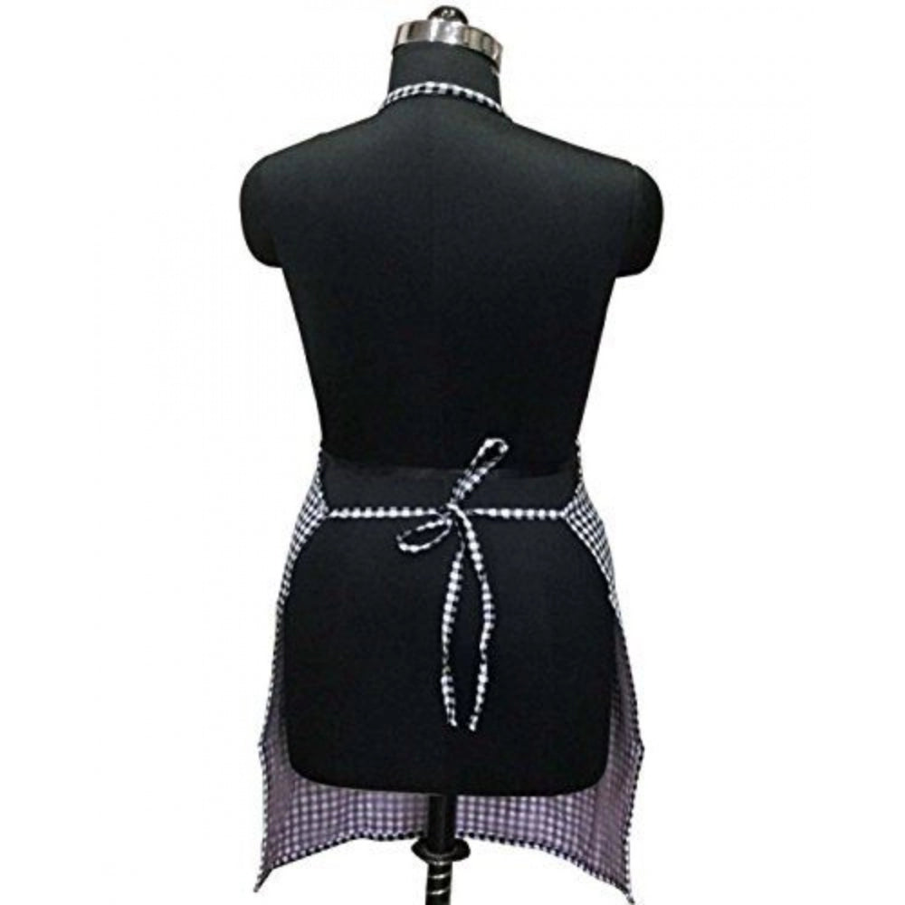 Generic Checked Cotton Apron Sets (Black)