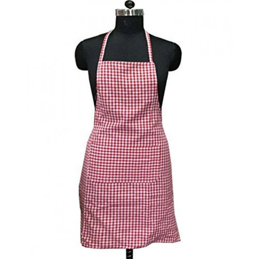 Generic Checked Cotton Aprons (Red)