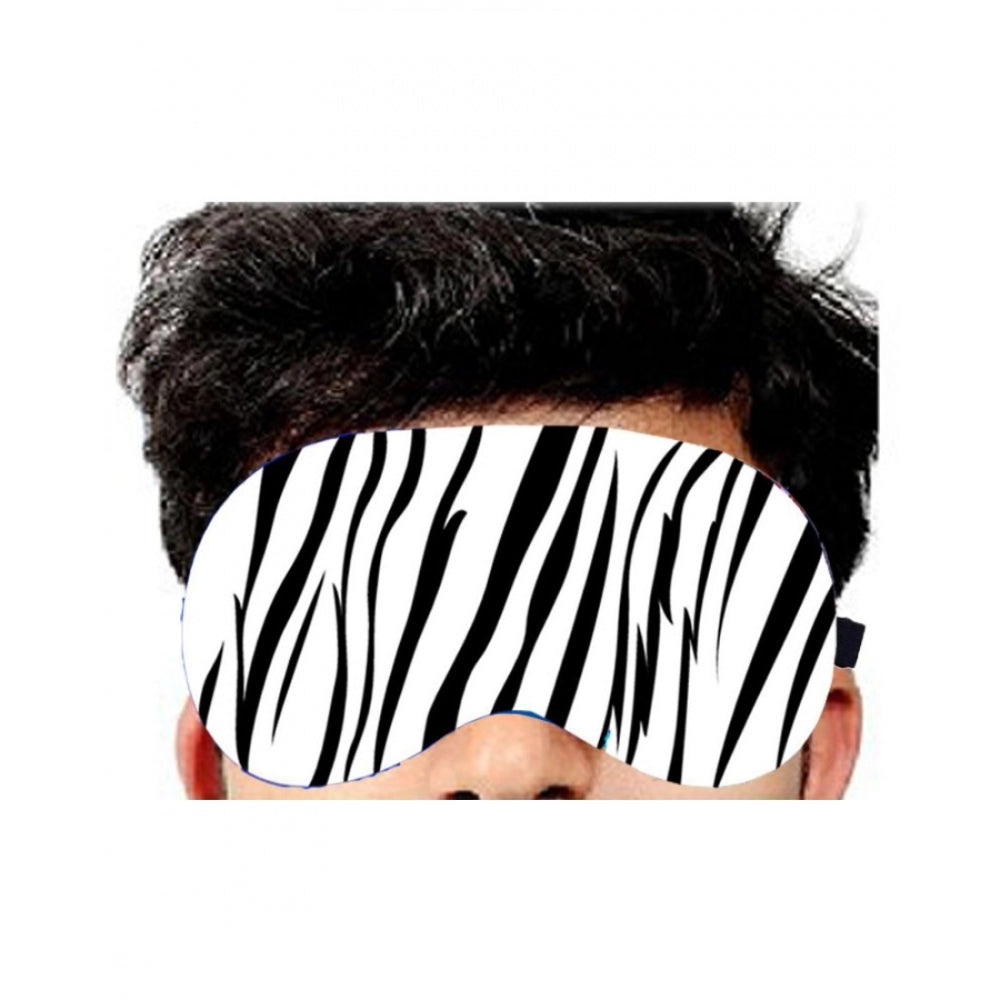 Striped Printed Polyester Eyemasks (Black and white)