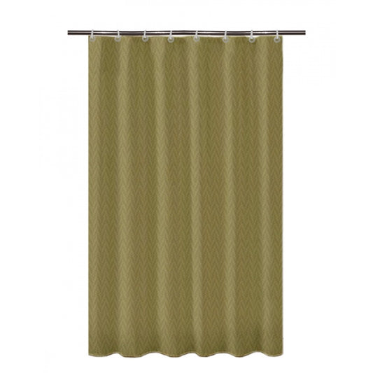 Waves Polyester Plain Shower Curtains with Plastic Eyelets (Light Green)