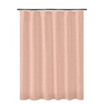 Waves Polyester Plain Shower Curtains with Plastic Eyelets (Peach)