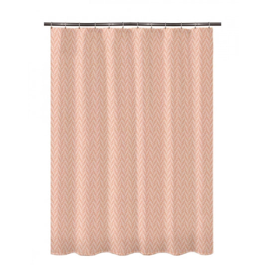 Waves Polyester Plain Shower Curtains with Plastic Eyelets (Peach)