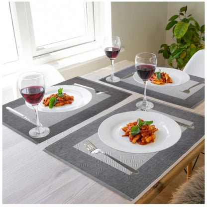 Ribbed Cotton Place Mats Sets (Grey)