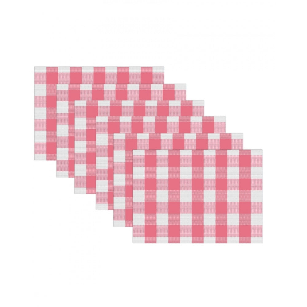 Checked Cotton Place Mats Sets (Pink &amp; White)