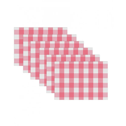 Checked Cotton Place Mats Sets (Pink &amp; White)