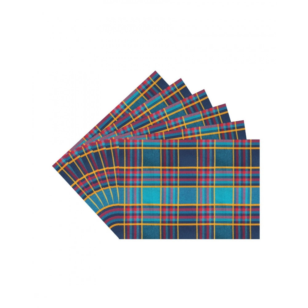 Checked Cotton Place Mats Sets (Multicolor)