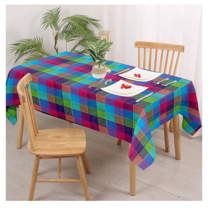 Checked Cotton Checks Table Cloth (Multicolor)