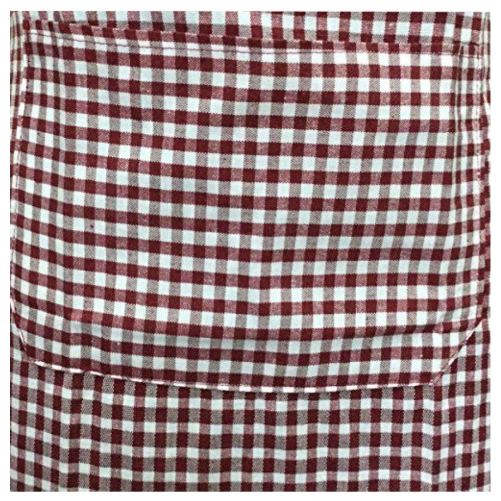 Generic Checked Cotton Aprons (Maroon)