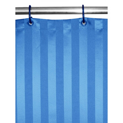 Striped Polyester Plain Shower Curtains with Plastic Eyelets (Blue)