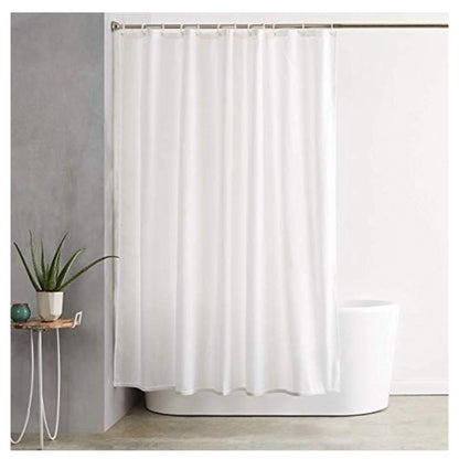 Solid Polyester Plain Shower Curtains with Metal Eyelets (White)