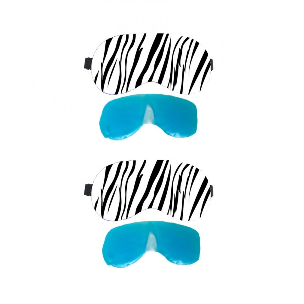 Striped Printed Polyester Eyemasks (Black and white)