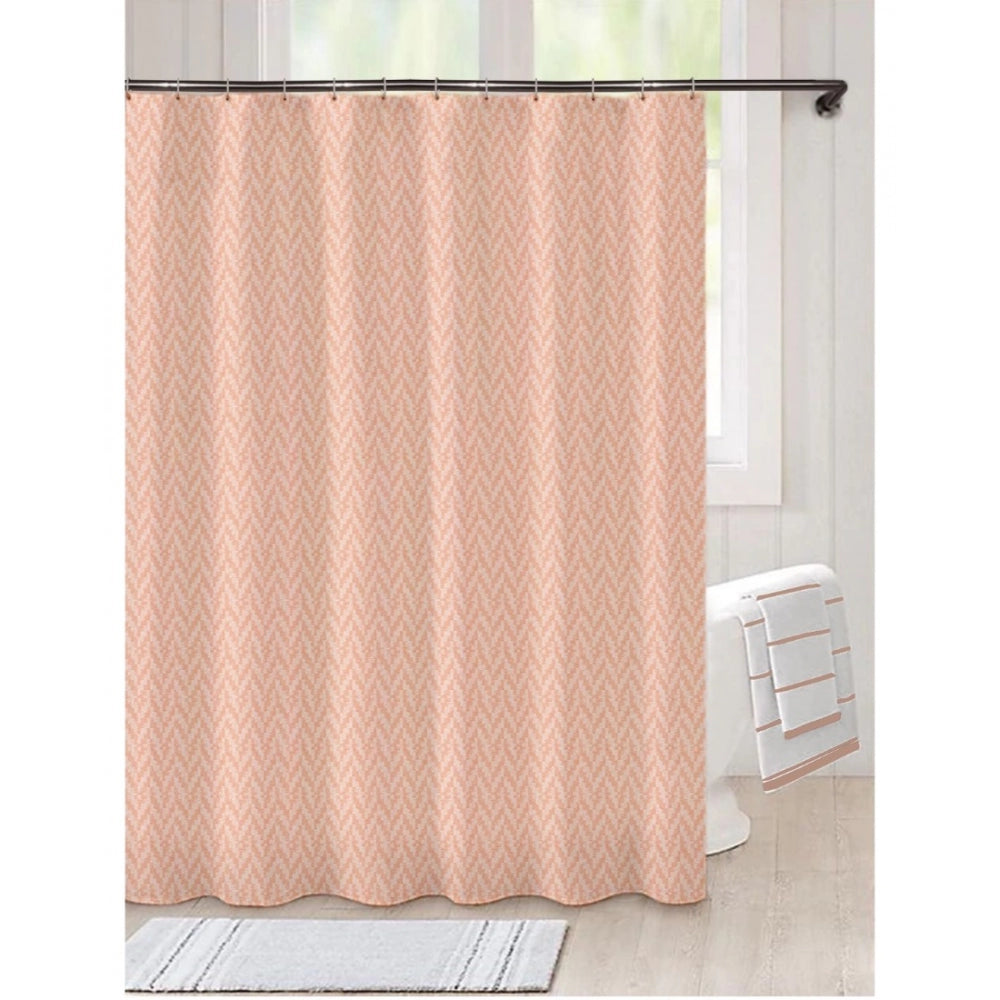 Waves Polyester Plain Shower Curtains with Plastic Eyelets (Peach)