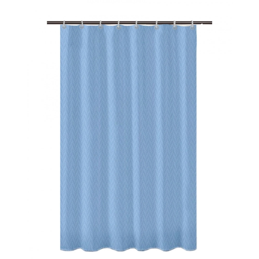 Waves Polyester Plain Shower Curtains with Plastic Eyelets (Light Blue)