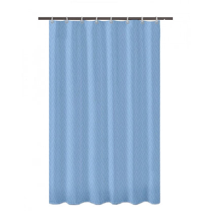 Waves Polyester Plain Shower Curtains with Plastic Eyelets (Light Blue)